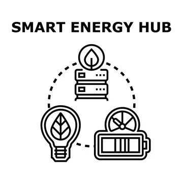 Smart energy hub controlling clean power consumption Stock Illustration