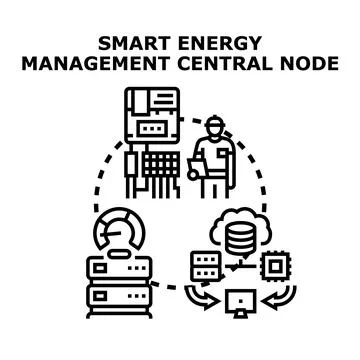 Smart energy management central node controlling power consumption Stock Illustration