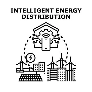 Smart energy management distributing power grid system Stock Illustration