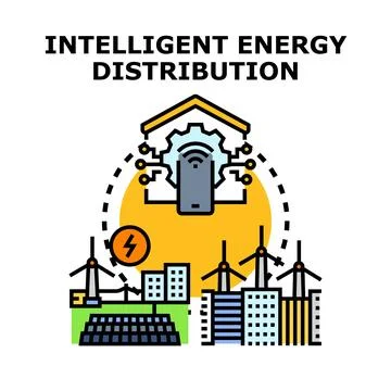 Smart energy management distributing power grid system Stock Illustration