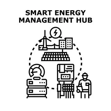 Smart energy management system controlling renewable power distribution Stock Illustration