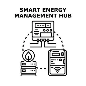 Smart energy management system controlling home automation Stock Illustration