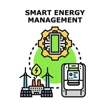 Smart energy management system generating clean power Stock Illustration
