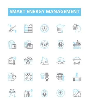 Smart energy management vector line icons set. Smart, Energy, Management Illustrazione stock