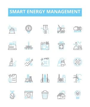 Smart energy management vector line icons set. Smart, Energy, Management Stock Illustration