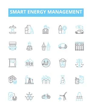 Smart energy management vector line icons set. Smart, Energy, Management Stock Illustration