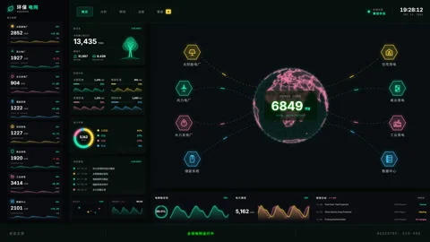Smart energy network system displaying smart grid energy management and ren.. Video stock 334656532