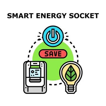 Smart energy socket concept for energy saving Stock Illustration