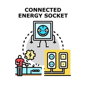 Smart energy socket connecting home automation system Illustrazione stock