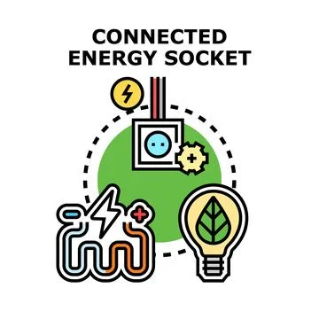Smart energy socket grid connecting green power Stock Illustration