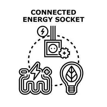 Smart energy socket grid connecting green power Stock Illustration