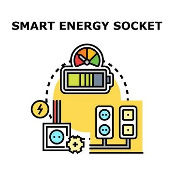 Smart energy socket technology managing power consumption Stock Illustration