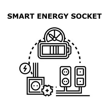 Smart energy socket technology managing power consumption Stock Illustration
