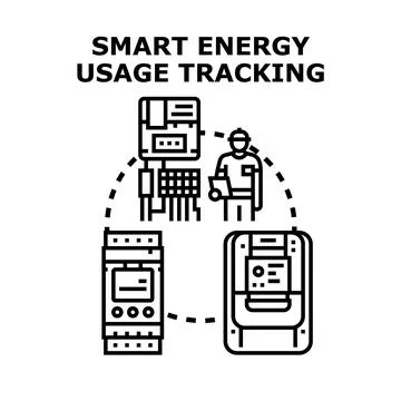 Smart energy usage tracking and monitoring concept Illustrazione stock