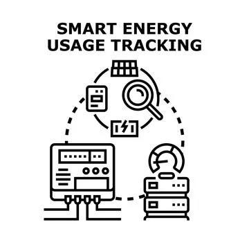 Smart energy usage tracking system concept Stock Illustration