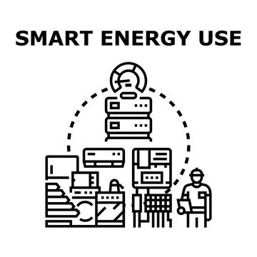Smart energy use optimization system controlling appliances Stock Illustration