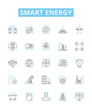 Smart Energy vector line icons set. Smart, Energy, Technologies, Metering Stock Illustration
