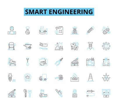 Smart engineering linear icons set. Optimization, Innovation, Automation Stock Illustration