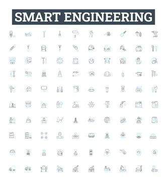 Smart engineering vector line icons set. engineer, smart, engineering Stock Illustration
