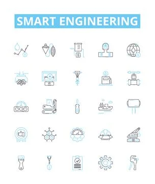 Smart engineering vector line icons set. engineer, smart, engineering Stock Illustration