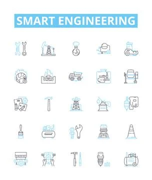 Smart engineering vector line icons set. engineer, smart, engineering Stock Illustration