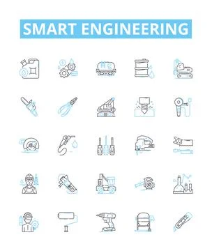Smart engineering vector line icons set. engineer, smart, engineering Illustrazione stock