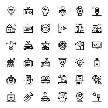 Smart Exclusive Vector Set featuring 36 Bold Line Editable Retina Ready Icons Stock Illustration