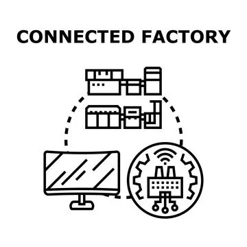 Smart factory automation computing and industrial manufacturing process 库存插图