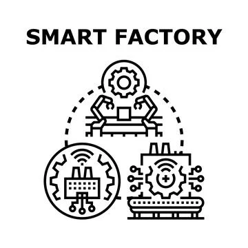 Smart factory automation manufacturing process technology concept Stock Illustration