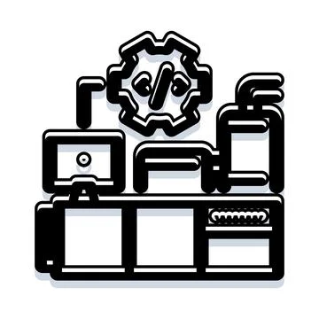 Smart factory automation process with gear icon Stock Illustration