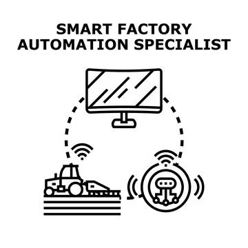 Smart factory automation specialist developing industry 4.0 solutions Stock Illustration