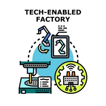 Smart factory automation technology driving industrial production イラスト素材