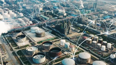 Smart factory concept. Communication network. INDUSTRY4.0 Stock Footage 147113548