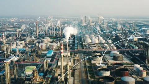 Smart factory concept. Communication network. INDUSTRY4.0 Stock Footage 147113568