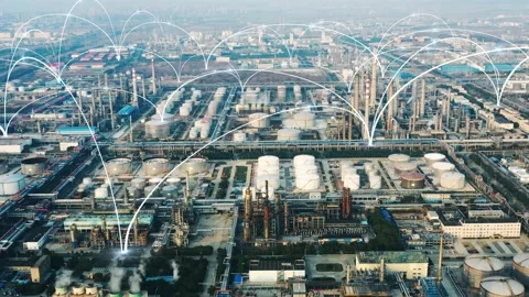 Smart factory concept. Communication network. INDUSTRY4.0 Stock Footage 147113696