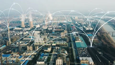 Smart factory concept. Communication network. INDUSTRY4.0 스톡 동영상 147113708
