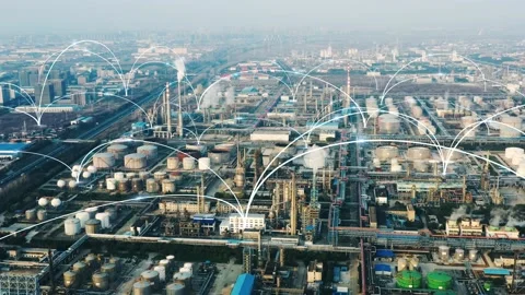 Smart factory concept. Communication network. INDUSTRY4.0 Stock Footage 147113801
