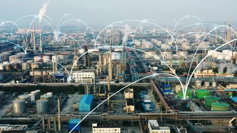 Smart factory concept. Communication network. INDUSTRY4.0 Video stock 147113839
