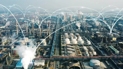 Smart factory concept. Communication network. INDUSTRY4.0 Stock Footage 147113993