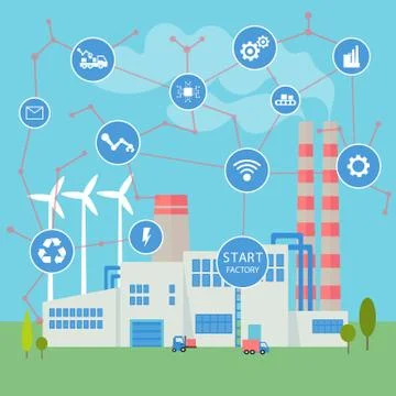 Smart factory concept. Neural network and logistic 스톡 일러스트