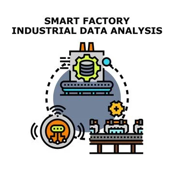 Smart factory industrial data analysis industry technology Stock Illustration