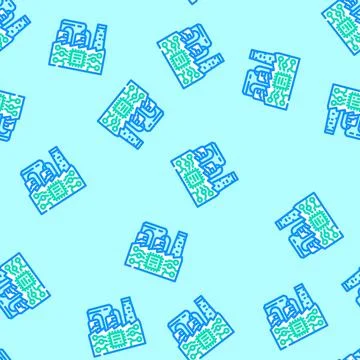 Smart factory industry 5 vector seamless pattern Stock Illustration