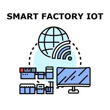 Smart factory iot manufacturing process monitoring concept 스톡 일러스트