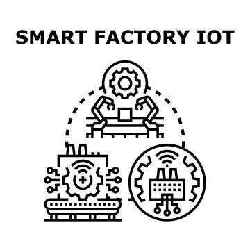 Smart factory iot technology automation manufacturing process innovations Stock Illustration