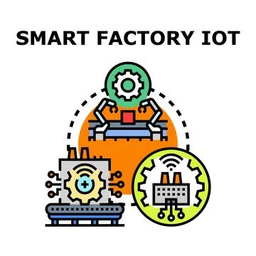 Smart factory iot technology automation manufacturing process innovations Stock Illustration