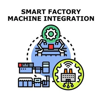 Smart factory machine integration technology concept Stock Illustration