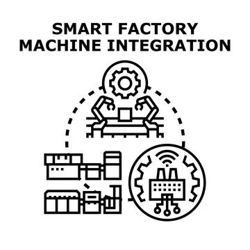 Smart factory machine integration technology concept Stock Illustration
