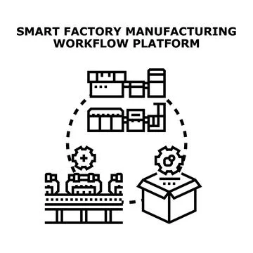 Smart factory manufacturing workflow platform concept Stock Illustration