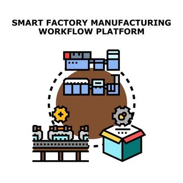 Smart factory manufacturing workflow platform concept Stock Illustration