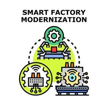Smart factory modernization and industrial automation concept イラスト素材